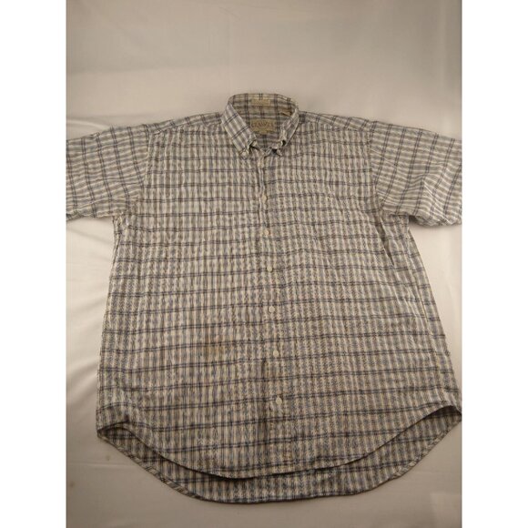 Men's Classics Button Down Blue White Plaid Shirt Size LT - Picture 1 of 3